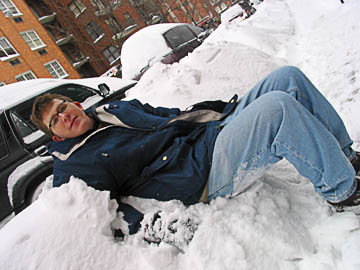 Brian in a mound of snow