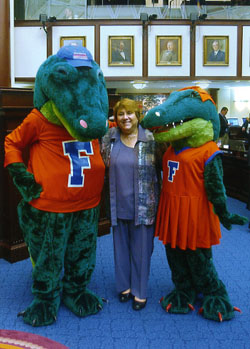 From left to right: Albert Gator, Elaine Schwartz, and Alberta Gator