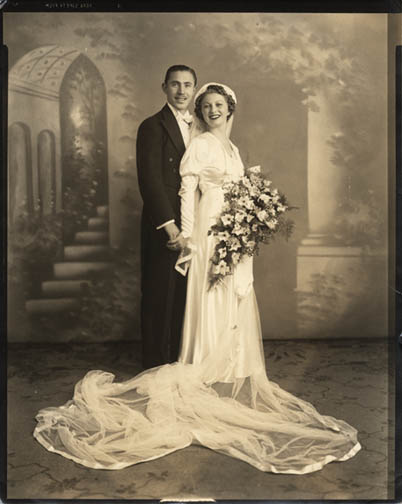 Julia and Sam Schwartz at their wedding, 1937