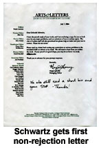 Schwartz gets first non-rejection letter