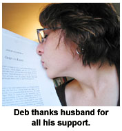 Deb thanks husband for all his support